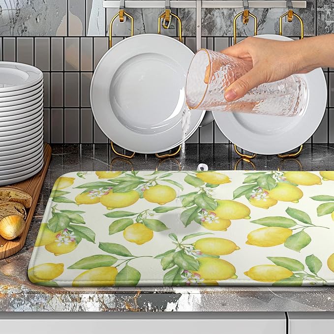 Summer Lemon Drying Mat Watercolor Fruit Yellow Lemon - Image 2