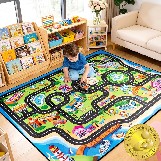 Kids Rug, 5x7 FT Island City Car Rug Play Mat by Unknown
