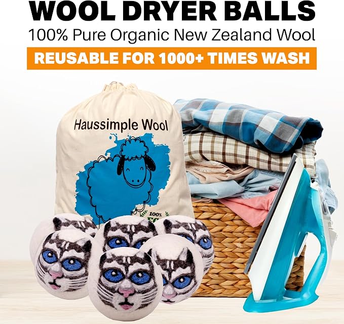 Wool Dryer Balls Organic Felt 6 Pack Laundry Fabric Softener, Extra Large - Image 4