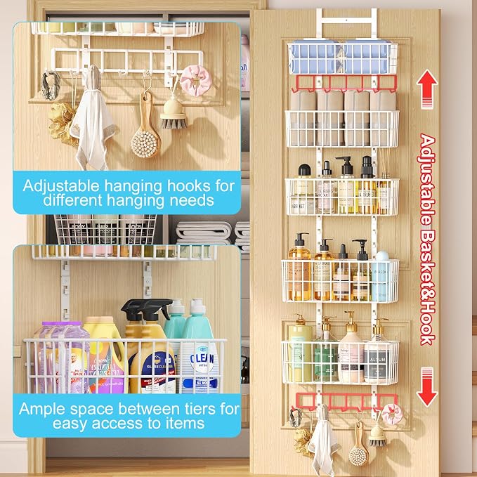 Adjustable Over The Door Organizer, Metal Hanging Door Organizer - Image 7