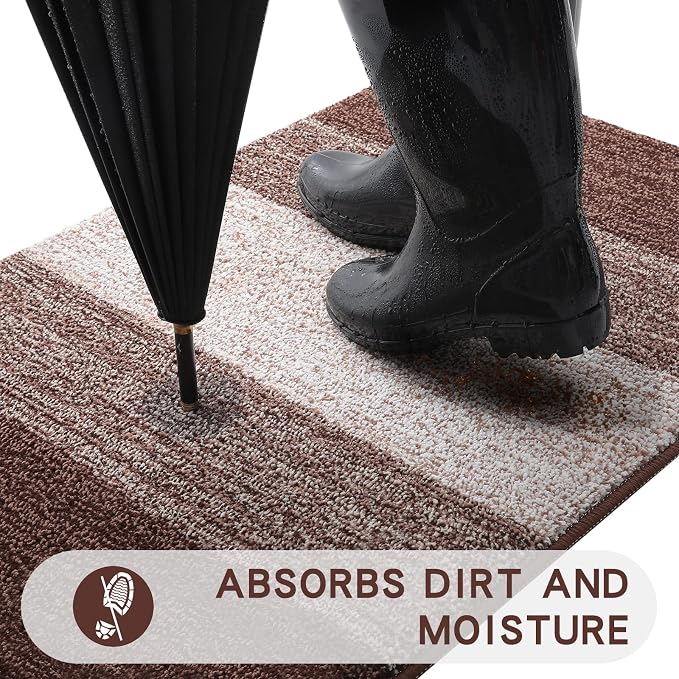 Kitinjoy Indoor Outdoor Door Mat, 59x24 Non-Slip Absorbent Dirt Trapper - Image 2