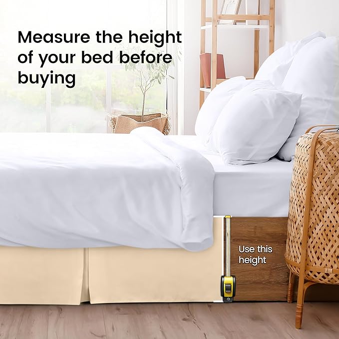 Utopia Bedding Queen Bed Skirt - Soft Quadruple Pleated Ruffle - Easy Fit with 16 Inch Tailored Drop - Hotel Quality, Shrinkage and Fade Resistant (Queen, Beige)