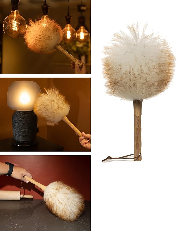 Avain Wool Duster with Wood Handle, Blinds Cleaner Purifier, Brush Cleaning Tool - Image 4
