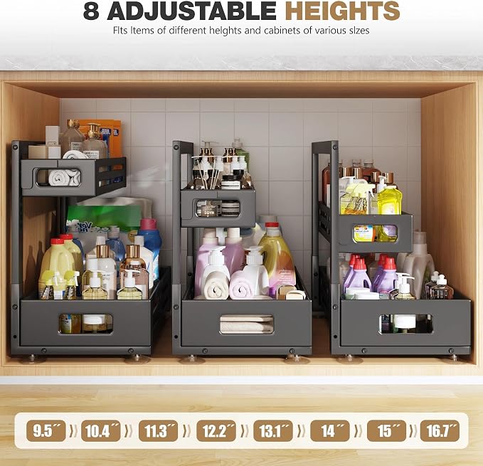 2 Pack 21IN-Depth Under Sink Organizer, Pull Out Cabinet Organizer - Image 8
