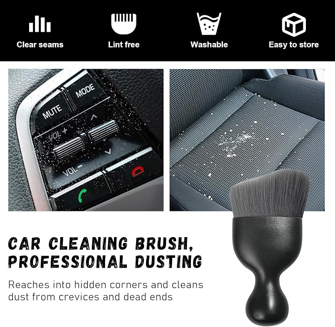 Ziciner Car Detailing Brush, Curved Soft Bristles Auto Removal Dust Collectors - Image 6