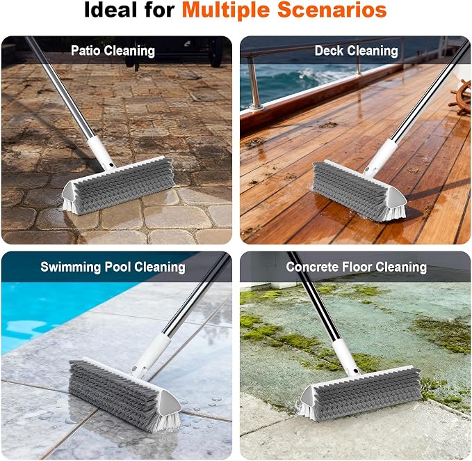Floor Scrub Brush with Long Handle, Heavy-Duty Tile and Shower Grout Brush Stiff - Image 6
