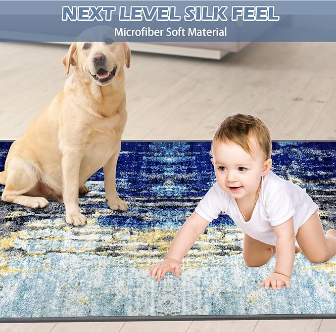 Runner Rug Washable 2x73 FT, Non Slip Rubber Backing Abstract Carpet, Soft Area Rugs for Bedroom Kitchen Hallway Entryway Bathroom, Customized