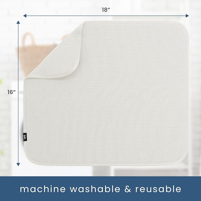 S&T INC. Dish Drying Mat, 16” x 18”, Absorbent Microfiber Kitchen Counter Mat - Image 6
