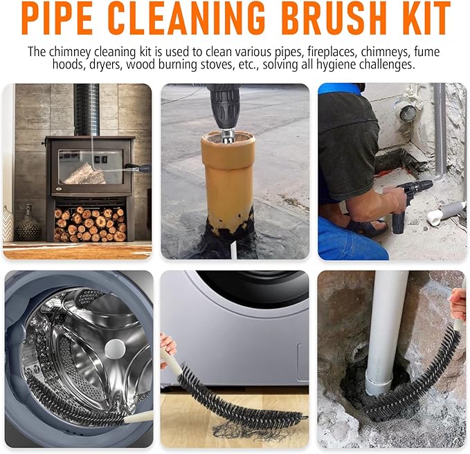 20Feet Chimney Sweep Kit, 8 in Brush Head, Dryer Vent Cleaner Kit, Chimney - Image 6