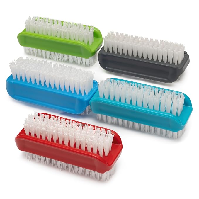 KONEX Two-Sided Nail Brush | Cleaning Fingernails, Stiff Bristle Nail Scrubber by Konex