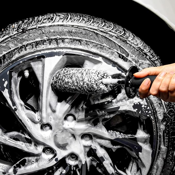 Car Wheel Rim Brush Kit, Woolies Wheel Brush, Car Cleaning Brush Fiber Rod - Image 6
