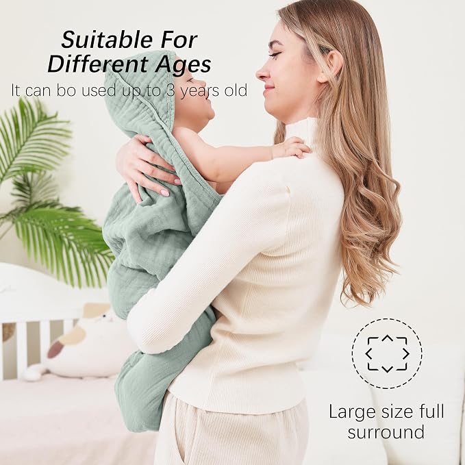 SWEET DOLPHIN Muslin Hooded Baby Bath Towels - Image 4