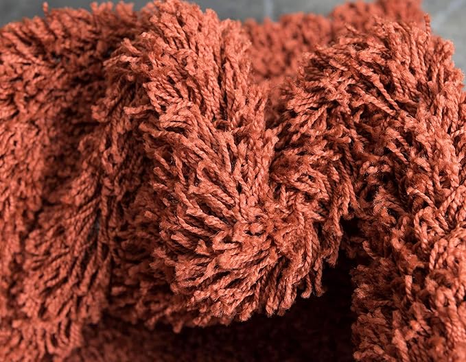 Unique Loom Solid Shag Collection Area Rug (2' 6" x 13' 1" Runner, Terracotta)