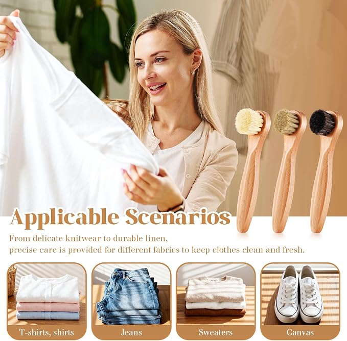 3 Pcs Wooden Laundry Stain Brush Stain Remover Dauber Brushes - Image 7