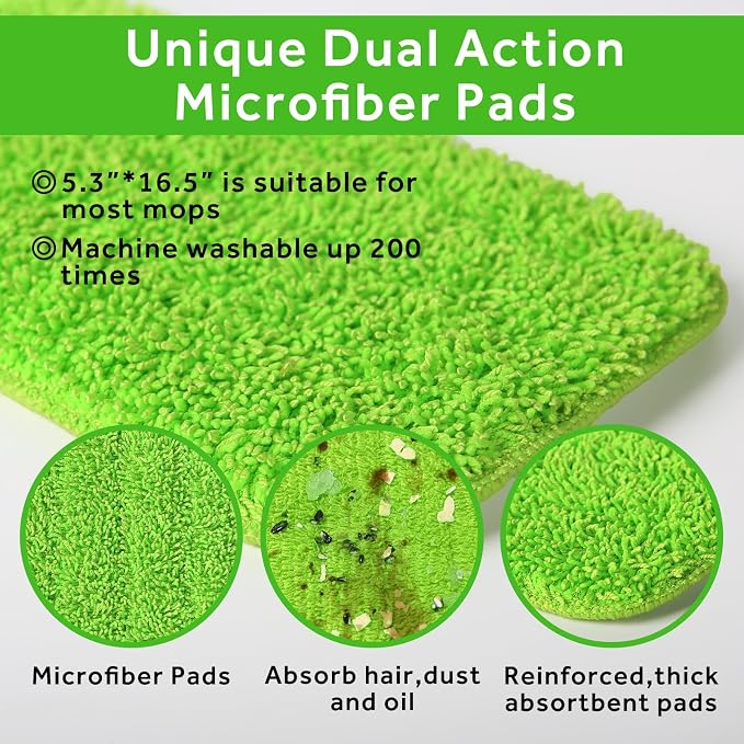 16.5 inch Mop Pads Refills, 3 Pack Microfiber Reusable Replacement Mop Pads - Image 3
