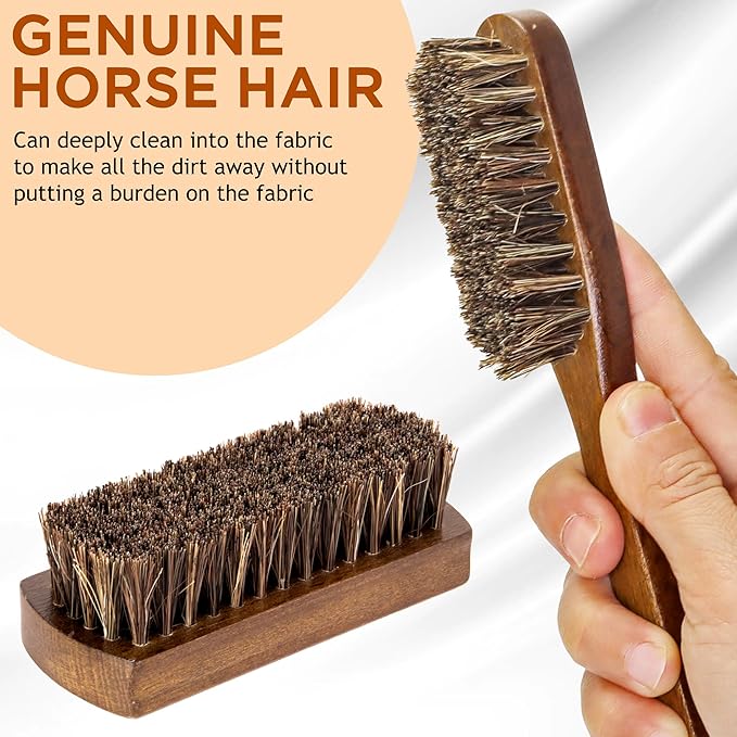 Horsehair Laundry Stain Brushes Set 2pcs by TAKAVU, Natural Soft Bristle - Image 3