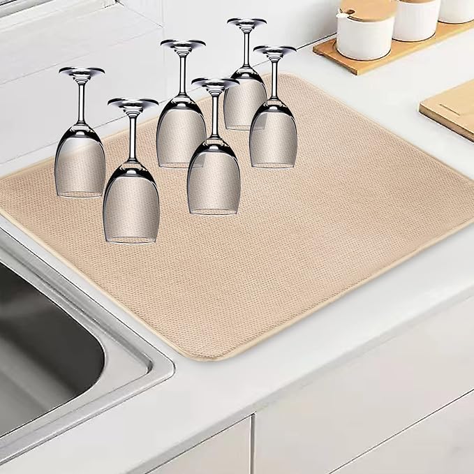 Dish Drying Mats for Kitchen Counter, 2 Pack Dish Drying Pads Dish Rack Mat - Image 2