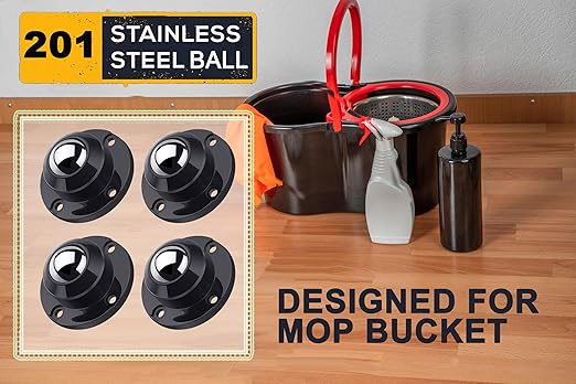 PlusRoc 8 Pack Anti-Rust Wheels Stainless Steel Self Adhesive Caster Wheels - Image 2