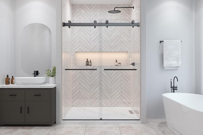 Twinglide VITRA-200 Frameless Shower Door 56.5-59" Width x 78" Height - Image 6