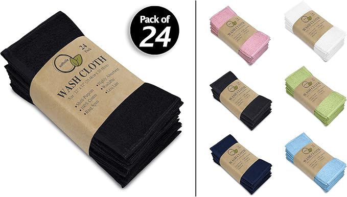 Softolle 100% Cotton Washcloths 24 Pack Soft, Highly Absorbent Washcloth - Image 2