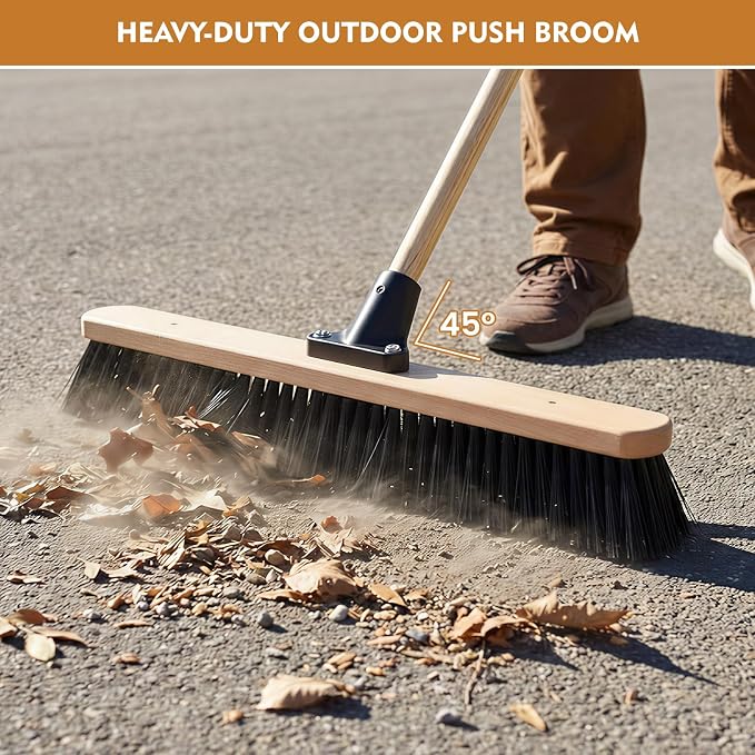24-Inch Push Broom Set for Indoor & Outdoor Cleaning, Heavy Duty Sweeping Brooms - Image 3