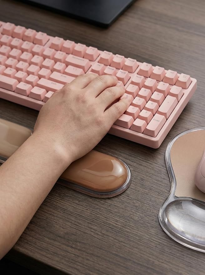 AUPET Ergonomic Gel Mouse Pad and Keyboard Wrist Rest Set, Crystal Gel Cushion - Image 4