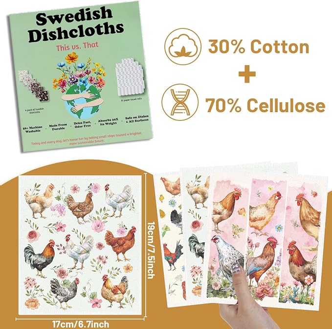 Swedish Dishcloths for Kitchen, Farm Reusable Washable Absorbent Dish Towel for - Image 2