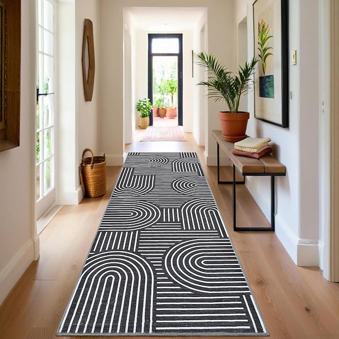 Modern Rug 2x6 Runners for Hallways, Abstract Kitchen Runner Rugs Non Slip Bath - Image 3