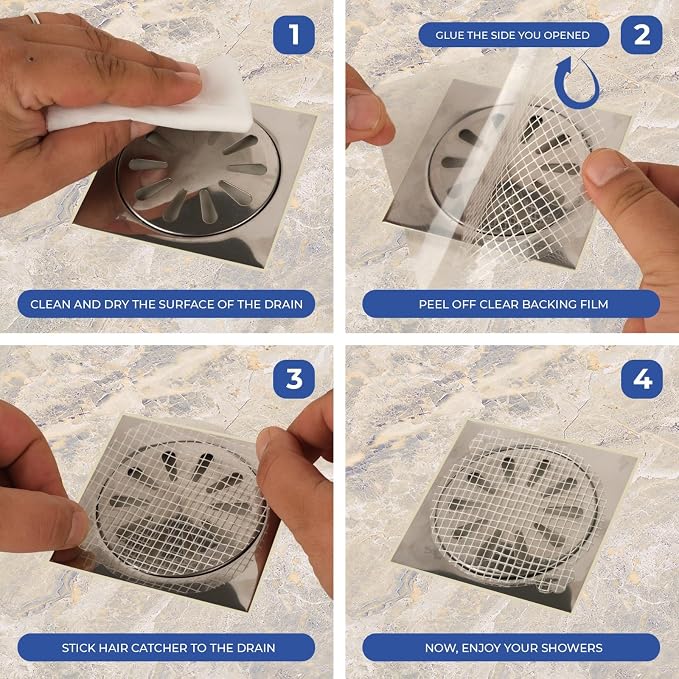 Disposable Hair Catcher Shower Drain Mesh Stickers, 35 Pack - Image 5