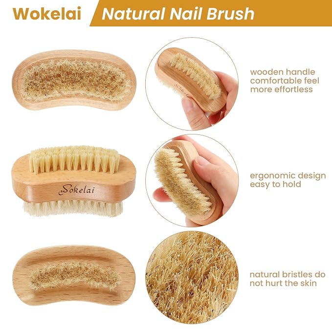 Nail Brush for Cleaning Fingernails, 2 Pieces Wooden Fingernail Toenail Scrub - Image 4