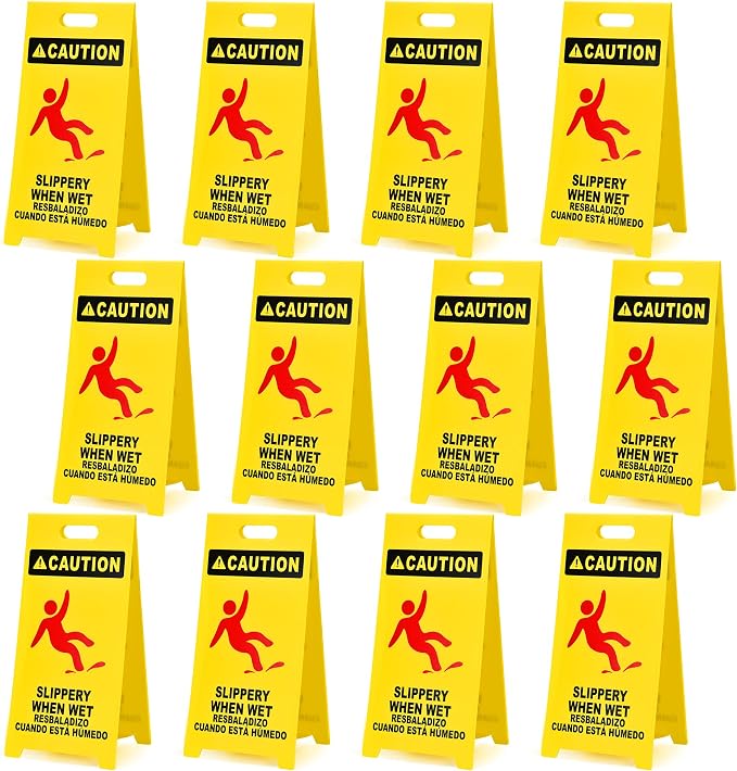 MATTHEW CLEANING 25'' Industrial Wet Floor Sign 12 Pack 2-Sided Durable by MATTHEWCLEANINGPRODUCTS