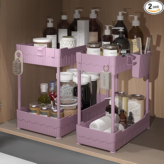 2 Pack Under Sink Organizer, Under Bathroom Cabinet Organizer by Sevenblue