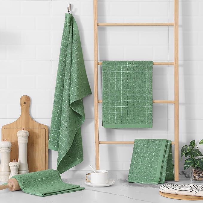 Homaxy 100% Cotton Terry Kitchen Towels, Checkered Designed, Soft and Super - Image 6