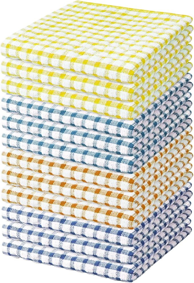 Nialnant 12 Pack Kitchen Dish Cloths, 100% Cotton Kitchen Towels Soft Absorbent by Nialnant
