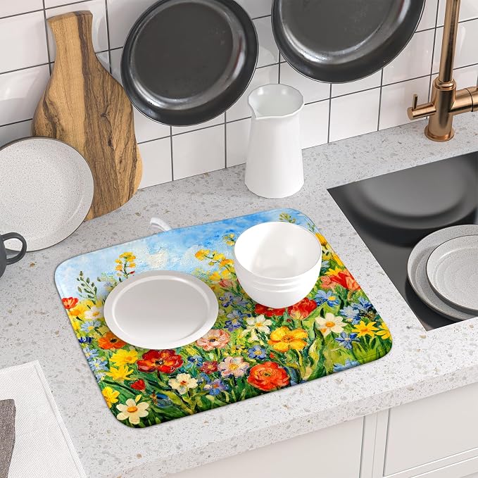 Spring Summer Floral Dish Drying Mat - Image 6