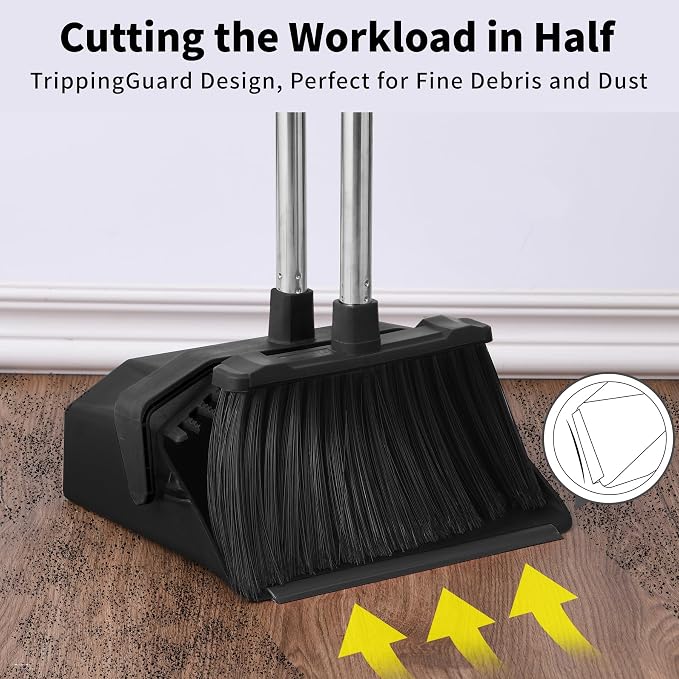 3-Pack Broom with Dustpan Combo Set, Commercial Broom and Dustpan Set, Dust Pan - Image 6
