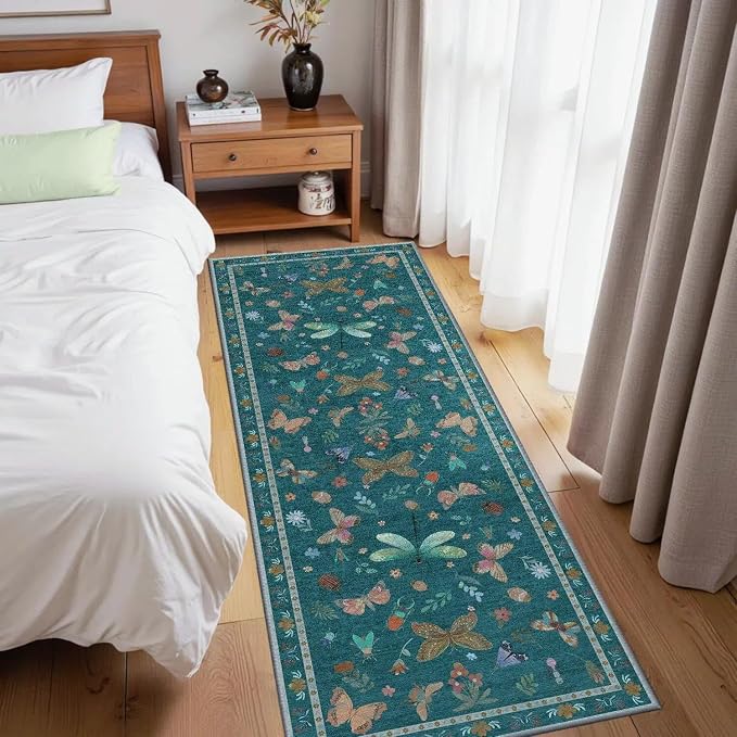 2x6 Floral Runner Rug, Washable Runners - Image 3