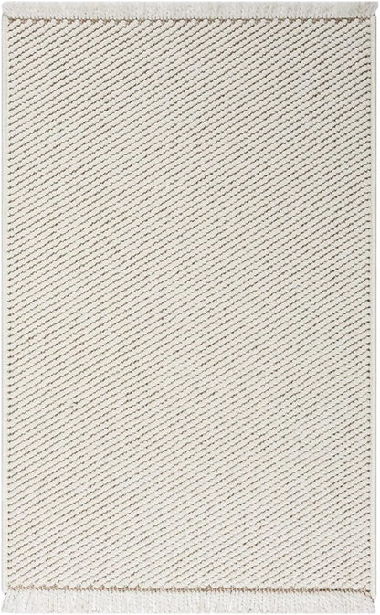 LUXE WEAVERS Solid Machine Woven Cream 2x3 Area Rug, Indoor Stain-Resistant Carpet