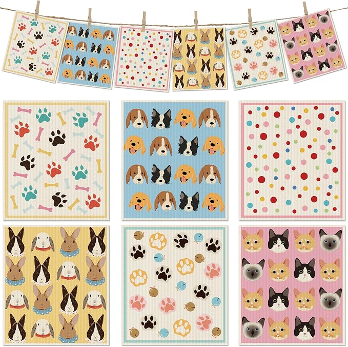6 Packs Swedish Paper Cloths for Kitchen, Reusable Paper Towels Washable Dish by Revahope
