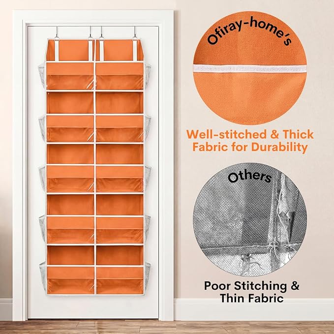 Over The Door Organizer 5 Tiers, Extra Large Behind Door Storage of 10 - Image 7