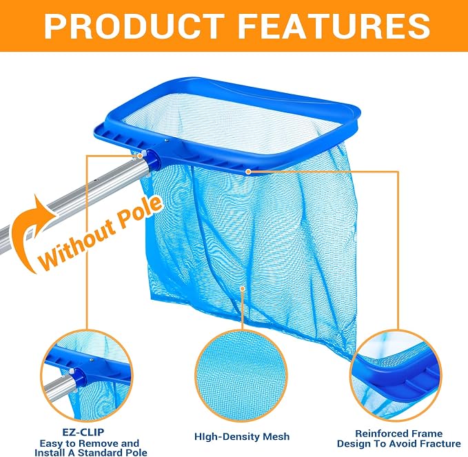 Pool Skimmer - Pool Skimmer Net without Pole, Swimming Pool Leaf Skimmer Net - Image 3