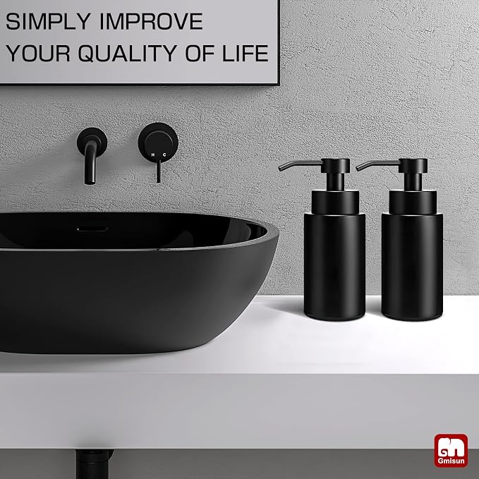 GMISUN Foaming Soap Dispenser, 10 Fl oz/300 ml Matte Black Glass Foaming Hand - Image 6