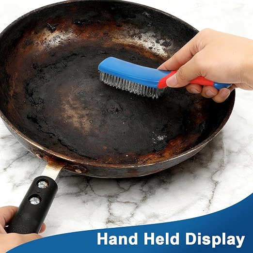 4-Pack Heavy Duty Wire Brush and Scraper Set, 3 Stainless Steel Scratch Brushes - Image 7