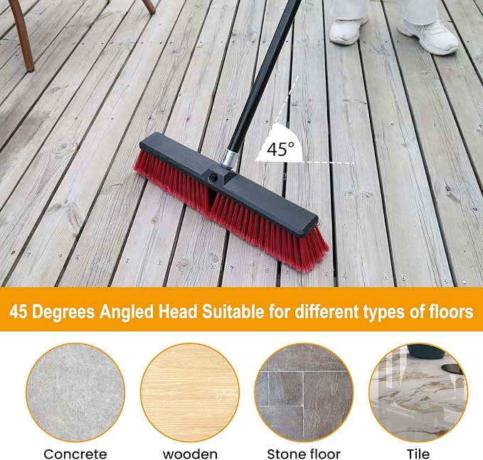 18 inches Push Broom Outdoor Garden Broom - Image 3