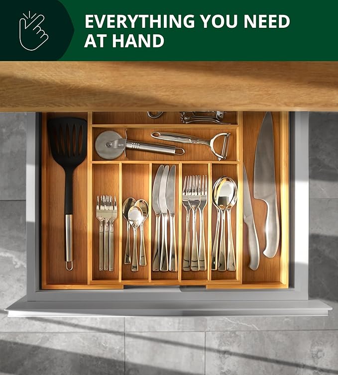 ROYAL CRAFT WOOD Luxury Bamboo Kitchen Drawer Organizer - Image 8