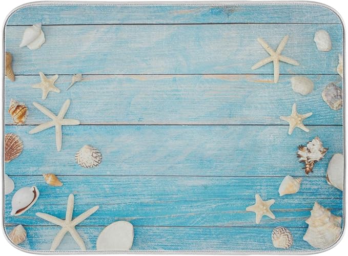 Seashells Starfish Dish Drying Mat by OTVEE