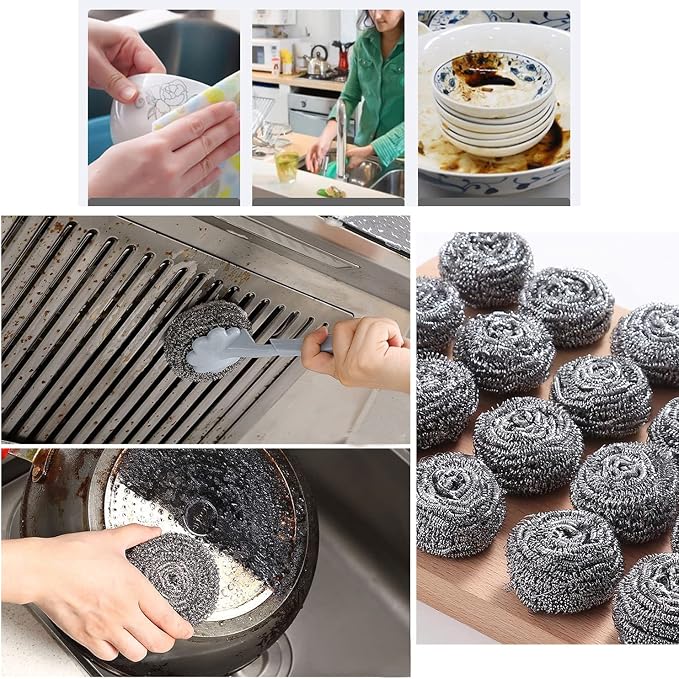 48 Pack Stainless Steel Scourers Sponges by XXJXING, Steel Wool scrubbers - Image 5