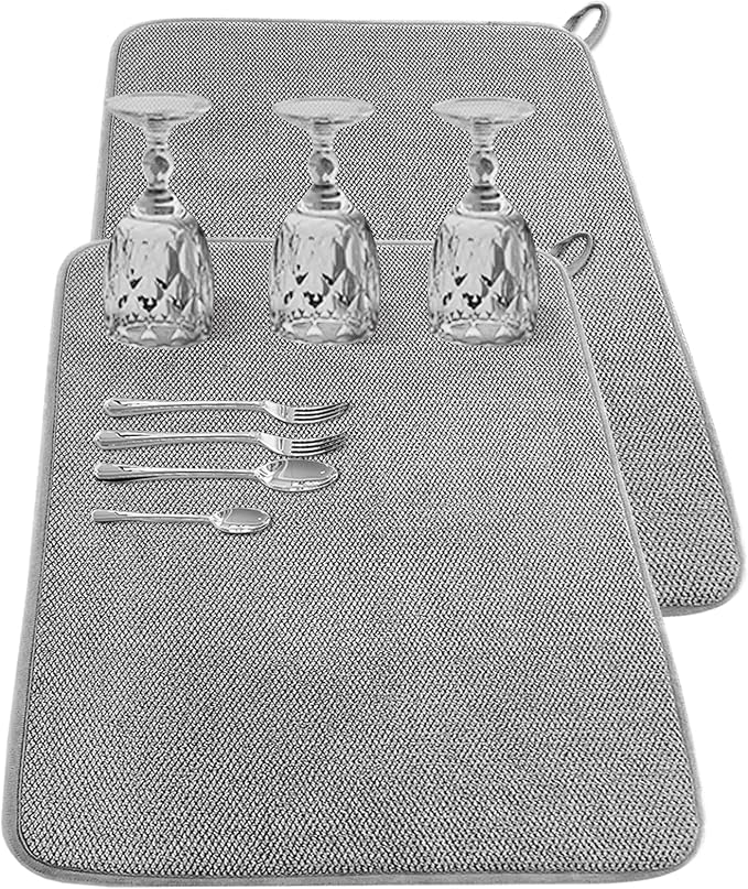 2Pack Large Dish Drying Mat for Kitchen Counter, 24 x 17 Inch Microfiber by Xuyyicao