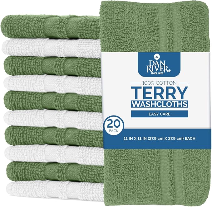 DAN RIVER 100% Cotton Washcloths 20 Pack Premium Quality Face and Body Cloth - Image 2