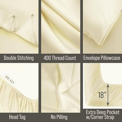 Bella Coterie Luxury Bamboo Viscose King Size Sheet Set | 100% Organically Grown | Ultra Soft | Cooling for Hot Sleepers | 18" Deep Pocket [Lemonade]